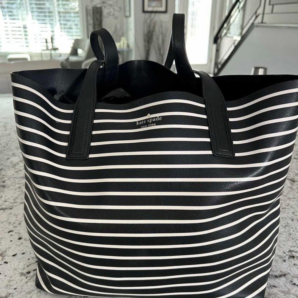 Kate Spade Black and White Striped Tote